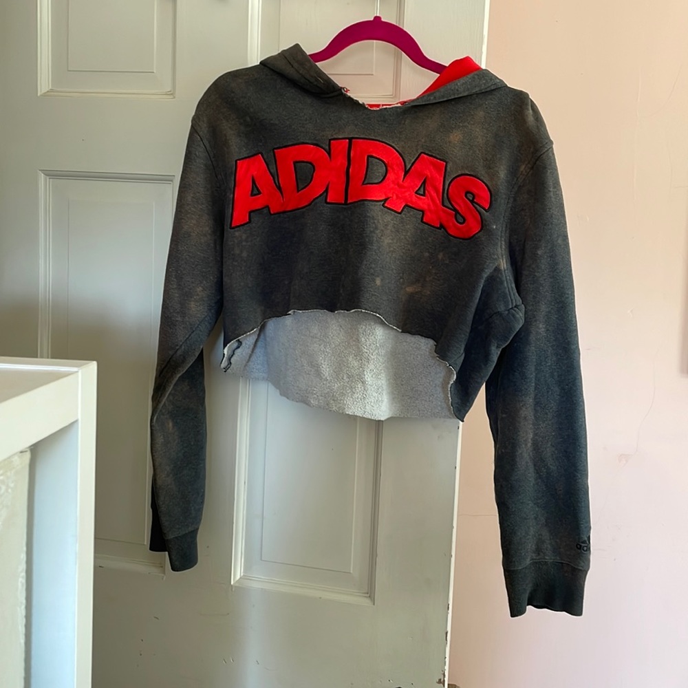 Cropped Acid Wash Adidas Hoodie